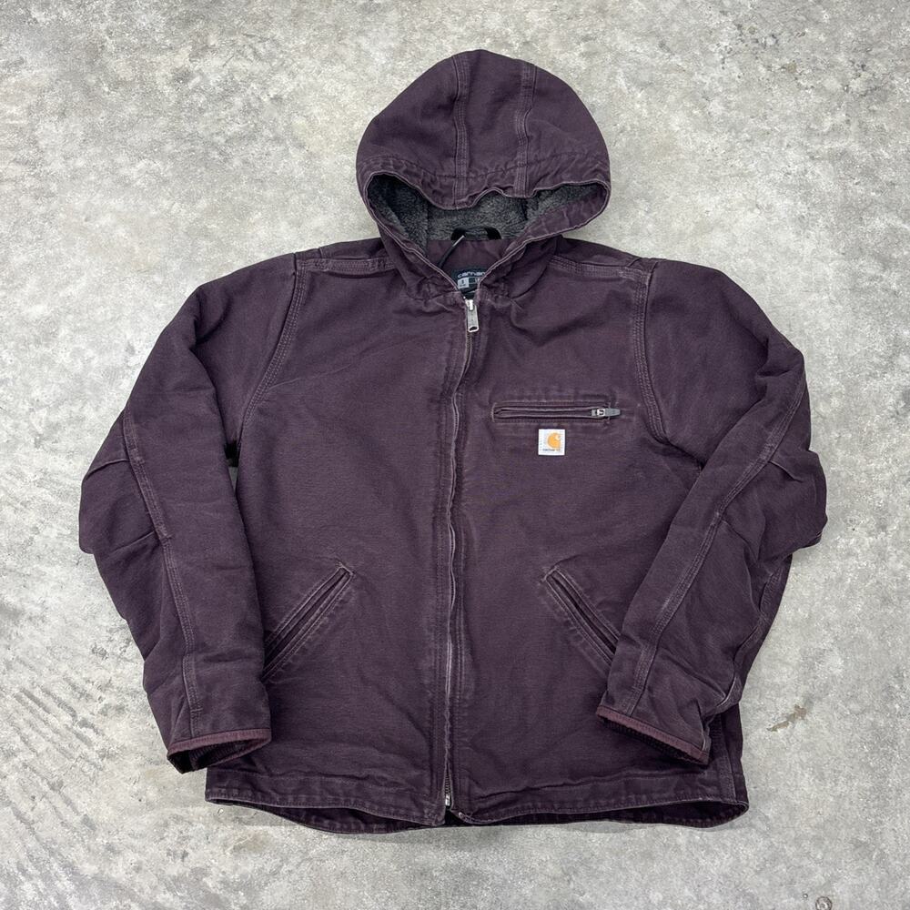 Carhartt Womens Sherpa Lined Jacket Coat Purple Women S Hooded Zip Plum Faded - Picture 2 of 13